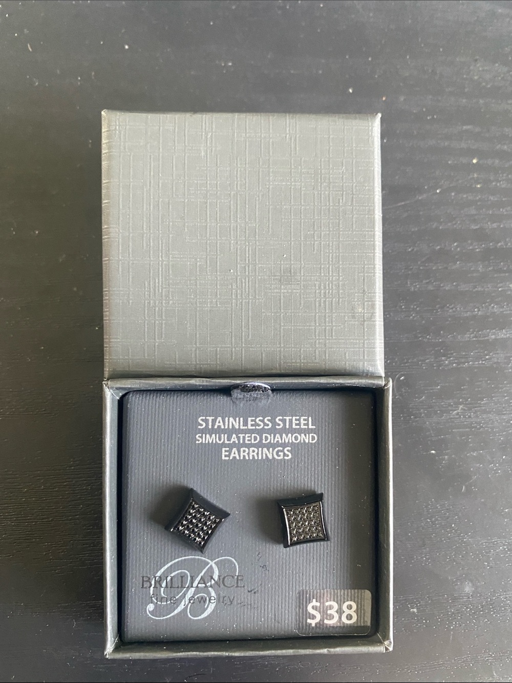 Stainless steel simulated diamond Earrings NIB